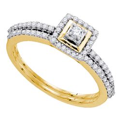 Diamond Slender Bridal Wedding Engagement Ring Band Set 1/3 Cttw 10kt Yellow Gold