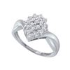 Image 1 : Round Prong-set Diamond Oval Cluster Ring 1/4 Cttw 10kt White Gold
