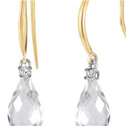 Genuine 4.6 ctw White Topaz & Diamond Earrings 14KT Yellow Gold - REF-28Y8F