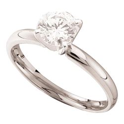 Diamond Solitaire Bridal Wedding Engagement Ring 3/8 Cttw 14kt White Gold