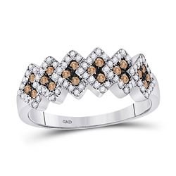 Round Brown Diamond Band Ring 1/2 Cttw 10kt White Gold