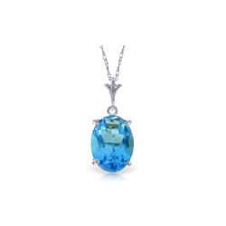 Genuine 3.12 ctw Blue Topaz Necklace 14KT White Gold - REF-22Z2N