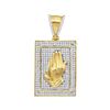 Image 1 : Mens Diamond Praying Hands Frame Charm Pendant 1/2 Cttw 10kt Yellow Gold