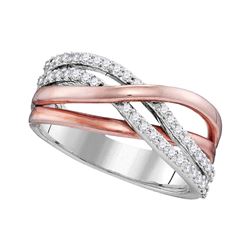 Rose-tone Diamond Crossover Band Ring 1/3 Cttw 10kt White Gold