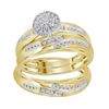 Image 1 : His & Hers Diamond Cluster Matching Bridal Wedding Ring Band Set 1/3 Cttw 14kt Yellow Gold