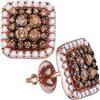 Image 1 : Round Brown Diamond Square Frame Cluster Earrings 1.00 Cttw 14kt Rose Gold
