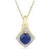 Image 1 : Round Lab-Created Blue Sapphire Solitaire Pendant 1-5/8 Cttw 10kt Yellow Gold
