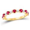 Image 1 : Round Lab-Created Ruby Band Ring 1.00 Cttw 10kt Yellow Gold