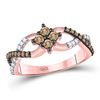 Image 1 : Round Brown Diamond Cluster Twist Ring 1/2 Cttw 10kt Rose Gold