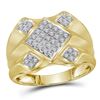 Image 1 : Mens Diamond Diagonal Square Cluster Ring 1/3 Cttw 10kt Yellow Gold