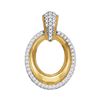 Image 1 : Diamond Framed Outline Oval Pendant 1/6 Cttw 10kt Yellow Gold