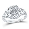 Image 1 : Diamond Flower Petals Cluster Ring 1/4 Cttw 10kt White Gold