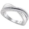 Image 1 : Diamond Crossover Band Ring 1/5 Cttw 10kt White Gold