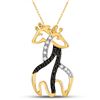 Image 1 : Round Black Color Enhanced Diamond Giraffe Animal Pendant 1/10 Cttw 10kt Yellow Gold