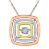 Diamond Square Moving Twinkle Pendant 1/8 Cttw 10kt Tri-tone Gold