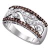 Round Brown Diamond Floral Band Ring 1/2 Cttw 10kt White Gold