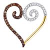 Image 1 : Round Brown Diamond Heart Pendant 1/4 Cttw 10kt Yellow Gold