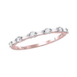Round Baguette Diamond Stackable Band Ring 1/3 Cttw 10kt Rose Gold