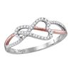 Diamond Heart Rose-tone Woven Ring 1/6 Cttw 10kt White Gold