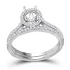 Diamond Slender Bridal Wedding Engagement Ring Band Set 7/8 Cttw 14k White Gold