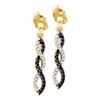 Image 1 : Round Black Color Enhanced Diamond Infinity Dangle Earrings 1/6 Cttw 14kt Yellow Gold