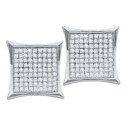 Diamond Square Kite Cluster Earrings 1/3 Cttw 10kt White Gold