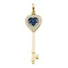 Image 1 : Round Blue Color Enhanced Diamond Key Love Pendant 1/10 Cttw 14kt Yellow Gold