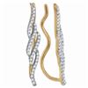 Image 1 : Diamond Vertical Twist Climber Earrings 1/4 Cttw 10kt Yellow Gold