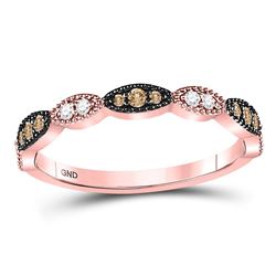 Round Brown Diamond Stackable Band Ring 1/5 Cttw 10kt Rose Gold