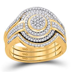 Diamond Cluster Bridal Wedding Engagement Ring band Set 1/2 Cttw 10k Yellow Gold