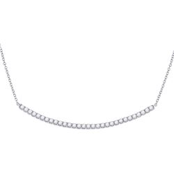 Diamond Curved Bar Necklace 1.00 Cttw 14kt White Gold