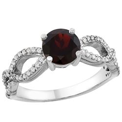 1.26 CTW Garnet & Diamond Ring 10K White Gold - REF-49F9N