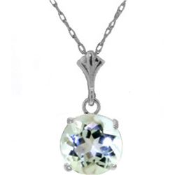 Genuine 1.15 ctw Aquamarine Necklace 14KT White Gold - REF-22N8R