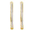 Image 1 : Diamond Single Row Slender Hoop Earrings 1/6 Cttw 10kt Yellow Gold