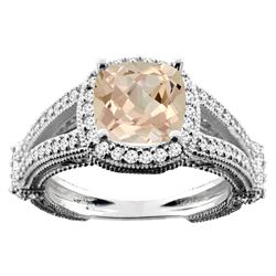 2.27 CTW Morganite & Diamond Ring 10K White Gold - REF-58A6X