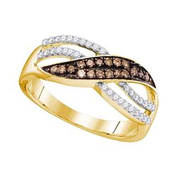 Round Brown Diamond Band Ring 1/3 Cttw 10kt Yellow Gold