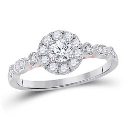 Diamond Solitaire Bridal Wedding Engagement Ring 3/4 Cttw 14kt Two-tone White Rose Gold