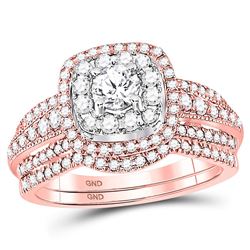 Diamond Bridal Wedding Engagement Ring Band Set 1.00 Cttw 14kt Rose Gold