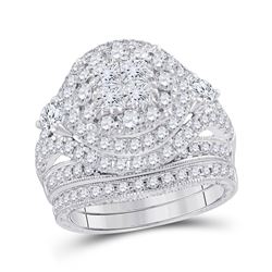 Diamond Bridal Wedding Engagement Ring Band Set 2-3/4 Cttw 14kt White Gold