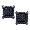 Image 1 : Mens Round Black Color Enhanced Diamond Square Cluster Earrings 1/12 Cttw 10kt White Gold