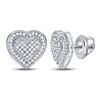 Image 1 : Diamond Heart Cluster Screwback Earrings 1/4 Cttw 10kt White Gold