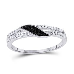 Black Color Enhanced Diamond Slender Band Ring Unique 1/6 Cttw 10k White Gold