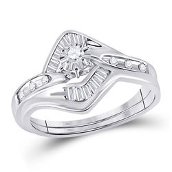Diamond Bridal Wedding Engagement Ring Band Set 1/4 Cttw 14kt White Gold