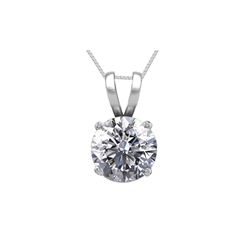 14K White Gold 0.76 ct Natural Diamond Solitaire Necklace - REF-195N6H