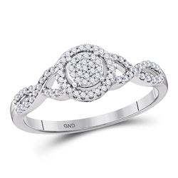 Diamond Cluster Twist Bridal Wedding Engagement Ring 1/5 Cttw 10kt White Gold