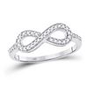 Image 1 : Round Pave-set Diamond Infinity Ring 1/5 Cttw 10kt White Gold