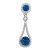Image 1 : Round Blue Color Enhanced Diamond Cradled Cluster Pendant 3/8 Cttw 10kt White Gold