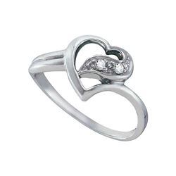 Diamond Simple Heart Ring 1/20 Cttw 14kt White Gold
