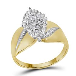 Diamond Oval Marquise-shape Cluster Ring 1/8 Cttw 14kt Yellow Gold