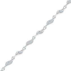 Diamond 3-stone Link Fashion Bracelet 1/4 Cttw 10kt White Gold